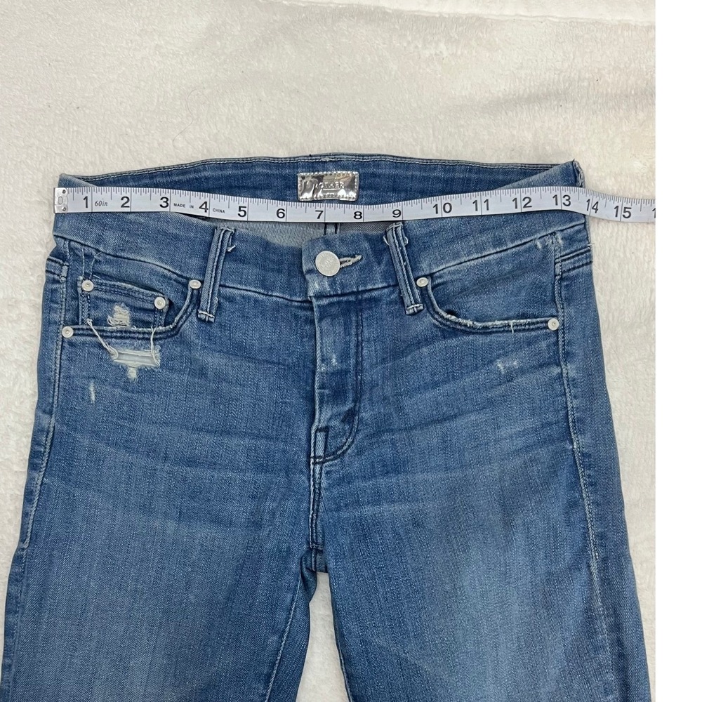 Mother The Looker Graffiti Girl Jeans Distressed Blue Denim Size 26 - Picture 5 of 14
